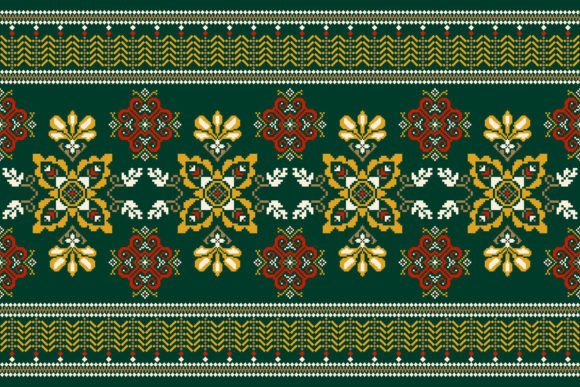 Floral Cross Stitch Seamless Pattern